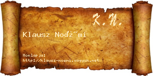 Klausz Noémi névjegykártya